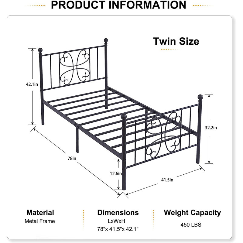Red Barrel Studio® Sarisha Twin 42.1'' Steel Bed Frame Wayfair